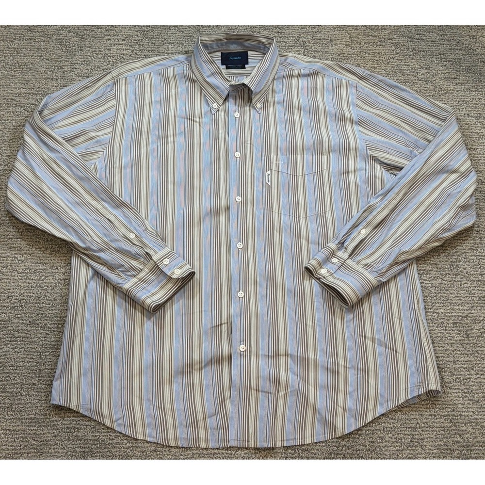 Faconnable Shirt‎ Mens 2XL Multicolor Striped Casual Button Up Long Sleeve EUC